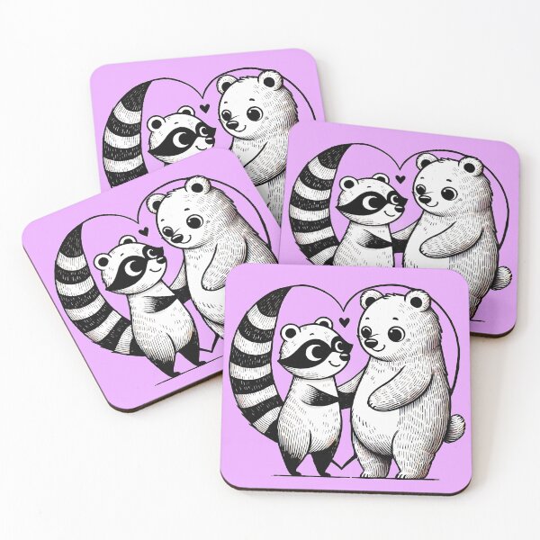 Item preview, Chibi Raccoon & Bear - Heart Duo by TSQ designed and sold by TSQ.
