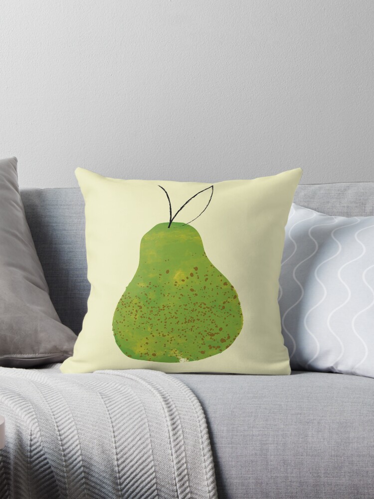 Thumbnail 1 of 4, Pillow, Freehand Pear designed and sold by HoopandHoller.