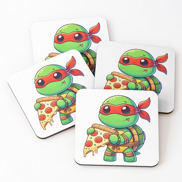 Item preview, TMNT Ninja Turtles Cute Baby Raphael with Pizza designed and sold by Delamoon.