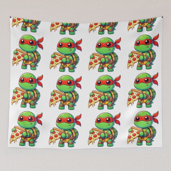 Item preview, TMNT Ninja Turtles Cute Baby Raphael with Pizza designed and sold by Delamoon.