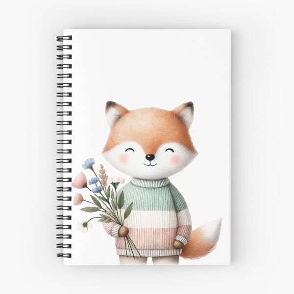 Aperçu de l'œuvre Illustration d'un renard souriant en pull tenant des fleurs créée et vendue par ImagineCorner.
