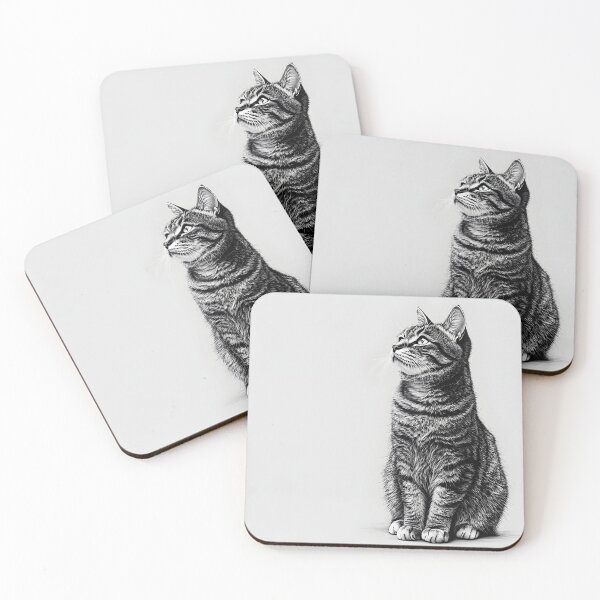 Item preview, Black and white cat pencil drawing designed and sold by Pencil-Art.