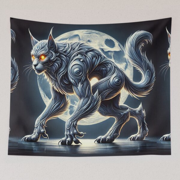 Item preview, Moonlit Sentinel: Mystical Werecat of the Full Moon designed and sold by Meta2Physical.