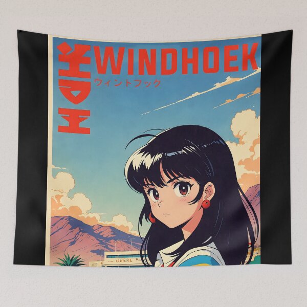 Item preview, Windhoek Namibia Retro Anime Girl 80s Vintage Travel designed and sold by Retro-Anime9.