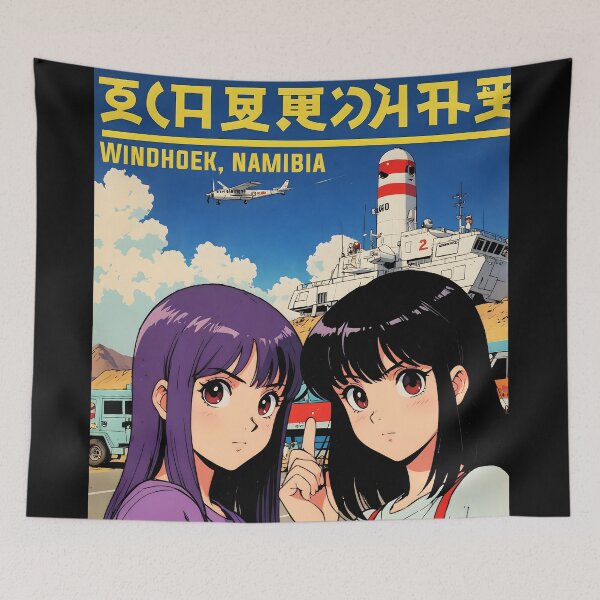 Item preview, Windhoek Namibia Retro Anime Girl 80s Vintage Travel designed and sold by Retro-Anime9.