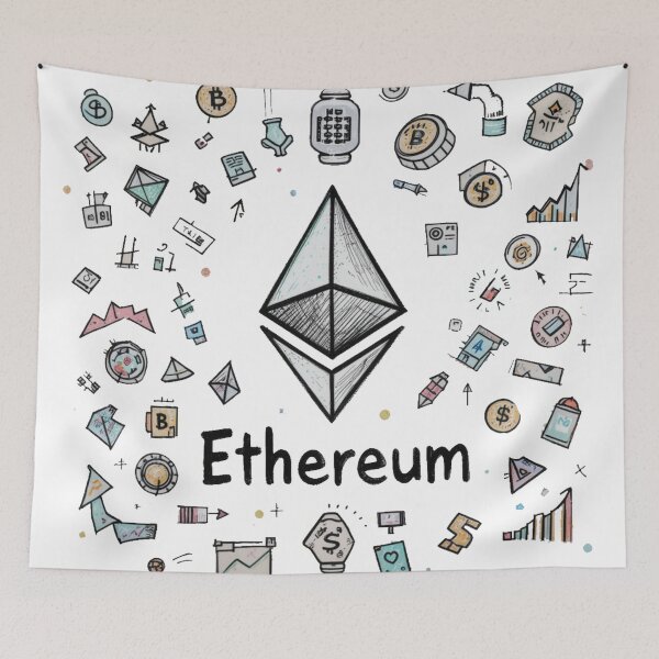 Item preview, Ethereum Symbol Surrounded by Blockchain and Finance Icons designed and sold by RebelPaintBrush.