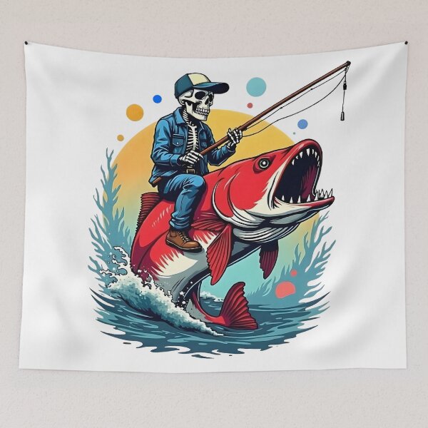 Item preview, Red Monster Fish and Skeleton Rider Design  designed and sold by Casanova7000.