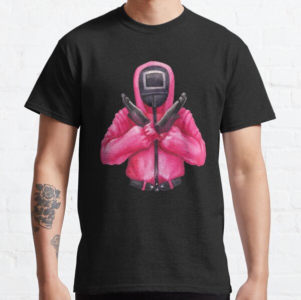 Item preview, Squid game. Pink watercolor soldier with a rectangle designed and sold by Ekaterina Glazkova.