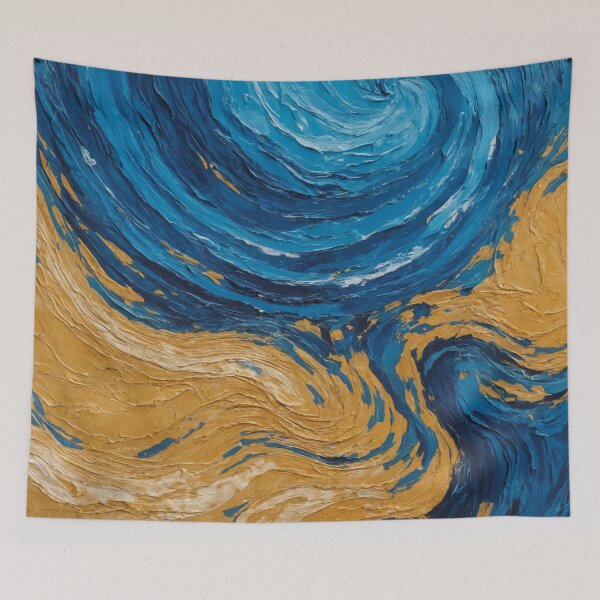 Item preview, Whirlwind of the Sea: Abstract Blue and Gold designed and sold by REPTISLAV.