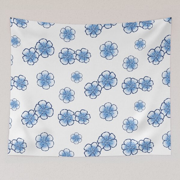Item preview, Blue and White Flowers Simple Drawing designed and sold by AveryZi.