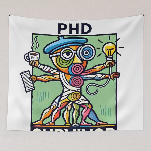Item preview, PhD Survivor Cubism Art – The Ultimate Academic Trophy designed and sold by OzzFrequency.