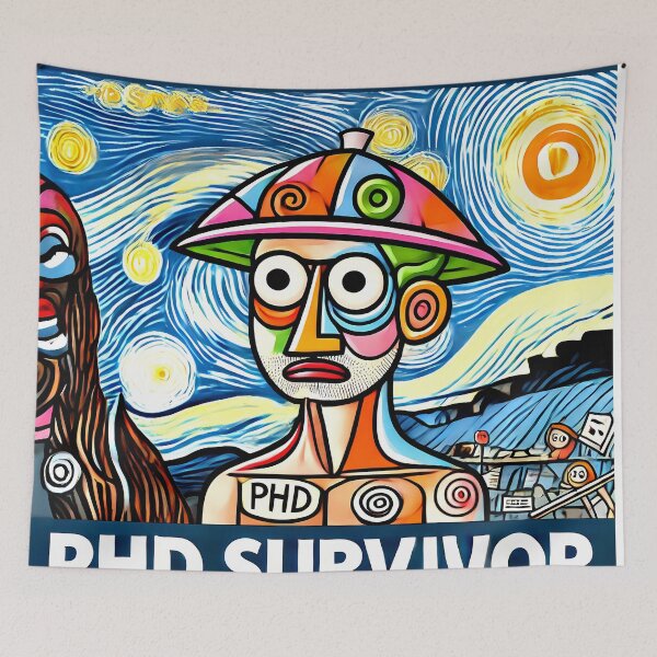 Item preview, PhD Survivor Cubism Art – The Ultimate Academic Trophy designed and sold by OzzFrequency.