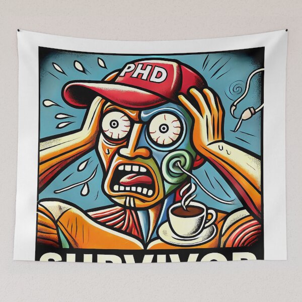 Item preview, PhD Survivor Cubism Art – The Ultimate Academic Trophy designed and sold by OzzFrequency.