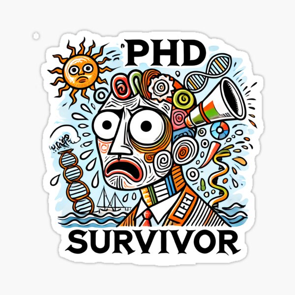 Item preview, PhD Survivor Cubism Art – The Ultimate Academic Trophy designed and sold by OzzFrequency.