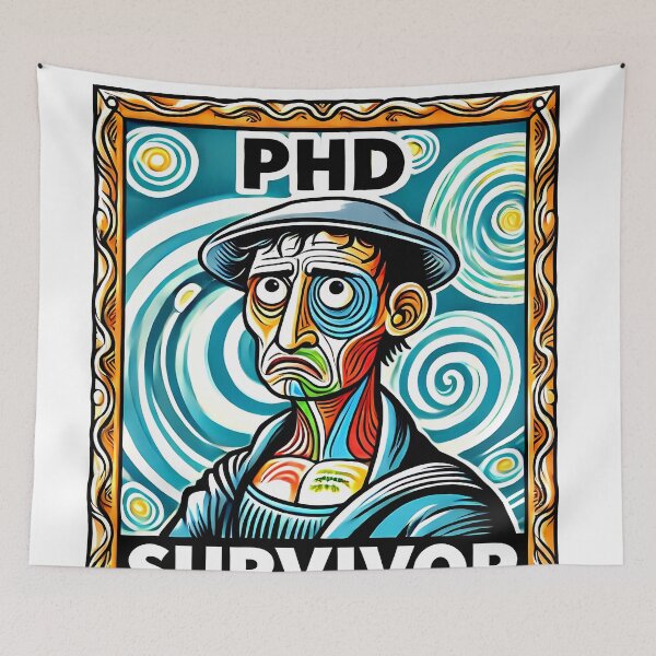 Item preview, PhD Survivor Cubism Art – The Ultimate Academic Trophy designed and sold by OzzFrequency.