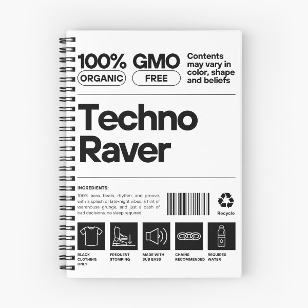 Item preview, Techno Raver Nutrition Facts – Funny Rave Culture Design (Black) designed and sold by rudiv85.