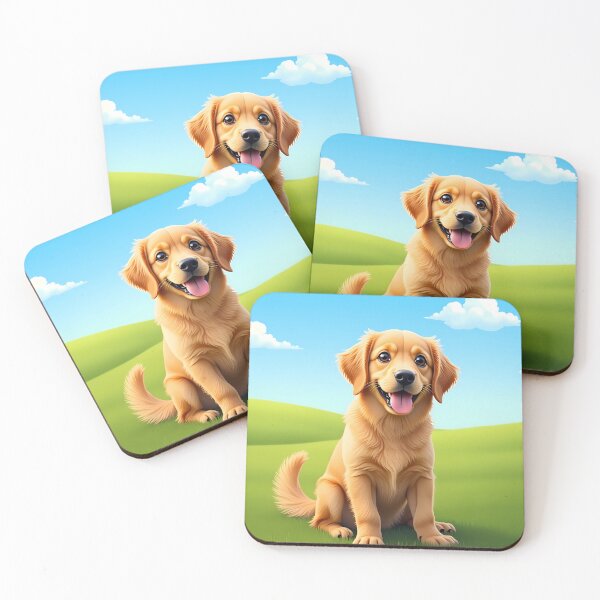 Item preview, cute golden retriever cartoon animal dog art illustration designed and sold by ART ATTACK ZONE.