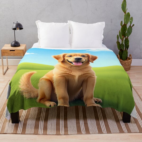 Item preview, cute golden retriever cartoon animal dog art illustration designed and sold by ART ATTACK ZONE.
