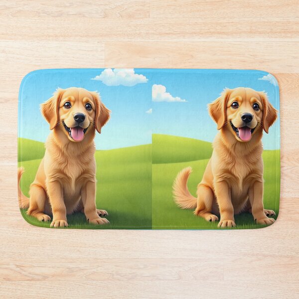 Item preview, cute golden retriever cartoon animal dog art illustration designed and sold by ART ATTACK ZONE.