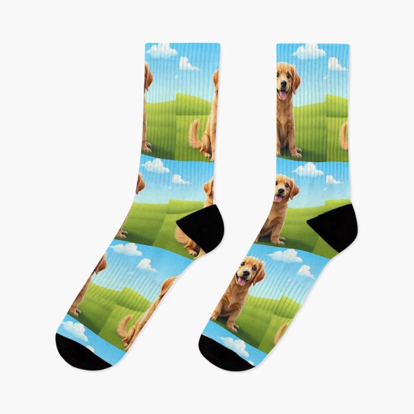 Item preview, cute golden retriever cartoon animal dog art illustration designed and sold by ART ATTACK ZONE.