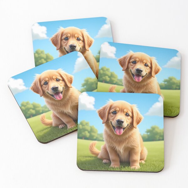 Item preview, golden retriever cartoon animal dog art illustration designed and sold by ART ATTACK ZONE.