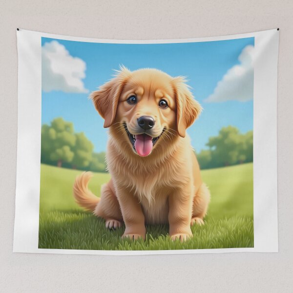 Item preview, golden retriever cartoon animal dog art illustration designed and sold by ART ATTACK ZONE.