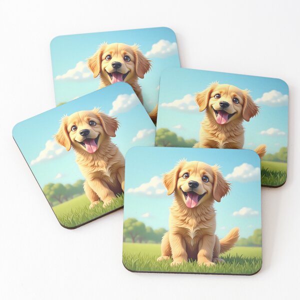 Item preview, golden retriever nature cartoon animal dog art illustration designed and sold by ART ATTACK ZONE.