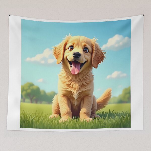 Item preview, golden retriever nature cartoon animal dog art illustration designed and sold by ART ATTACK ZONE.