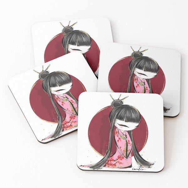 Item preview, Japanese Girl Kokeshi Doll Style Illustration designed and sold by KaramfilaS.