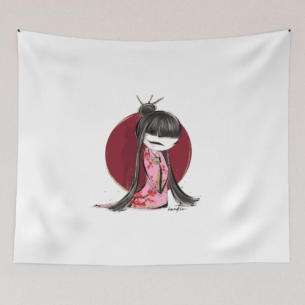 Item preview, Japanese Girl Kokeshi Doll Style Illustration designed and sold by KaramfilaS.
