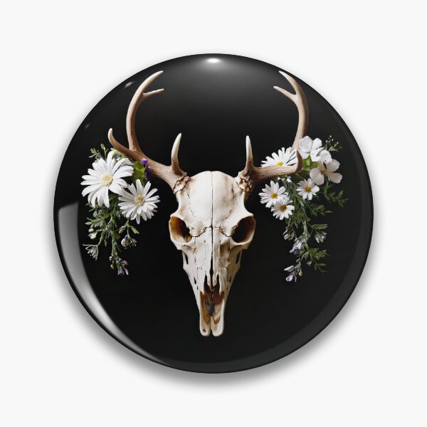 Item preview, Flower-decorated deer skull, impressive symbol of natural cycles designed and sold by ArtCreator2023.