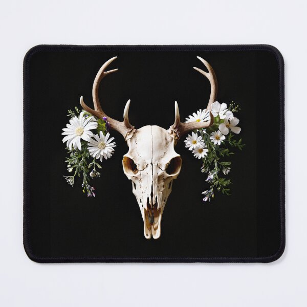 Item preview, Flower-decorated deer skull, impressive symbol of natural cycles designed and sold by ArtCreator2023.