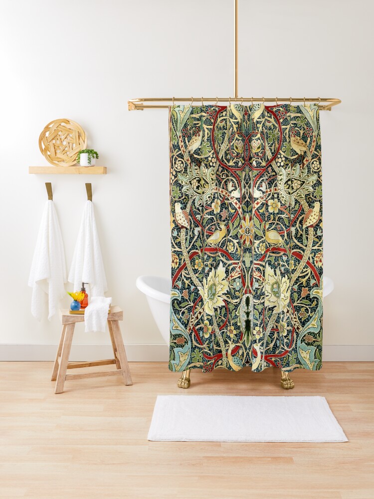 William Morris Print Shower Curtain | William Morris Art Shower Curtain | high quality William Morris Decor | William Morris Shower Curtain