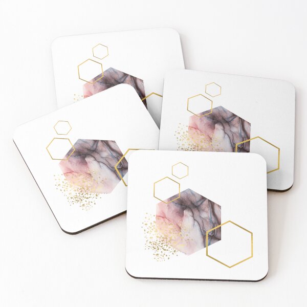 Item preview, Abstract pink and brown alcoholink honeycomb design designed and sold by CreativeStrand.