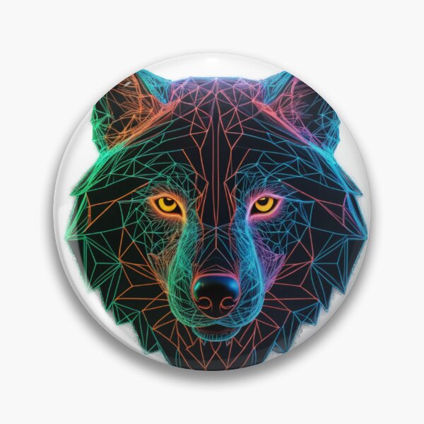 Item preview, Colorful Neon Wolf Head with Geometric Lines designed and sold by RebelPaintBrush.