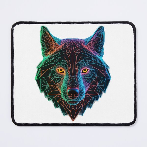 Item preview, Colorful Neon Wolf Head with Geometric Lines designed and sold by RebelPaintBrush.