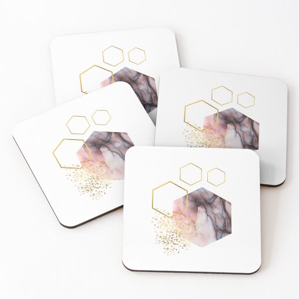 Item preview, Abstract pink and brown alcoholink honeycomb design designed and sold by CreativeStrand.
