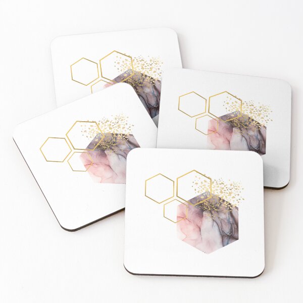 Item preview, Abstract  pink and brown alcoholink honeycomb design designed and sold by CreativeStrand.