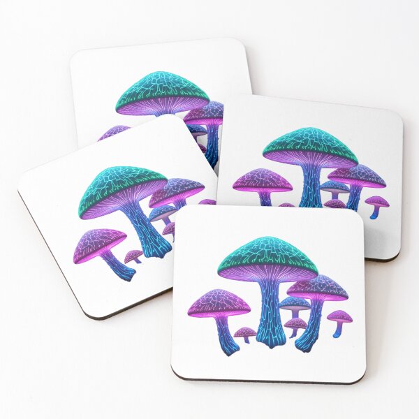 Item preview, Mystical Glowing Electric Neon Mushrooms designed and sold by RebelPaintBrush.