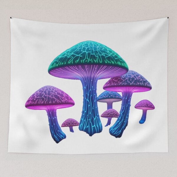 Item preview, Mystical Glowing Electric Neon Mushrooms designed and sold by RebelPaintBrush.