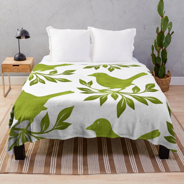 Item preview, Stylized Green Bird on Leafy Branch designed and sold by Julie-101Art.