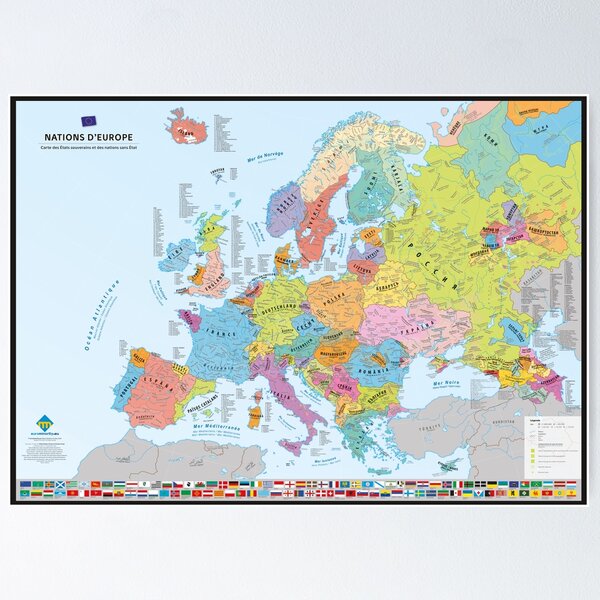 "Nations of Europe": Map of the historic nations of Europe (in French) Poster