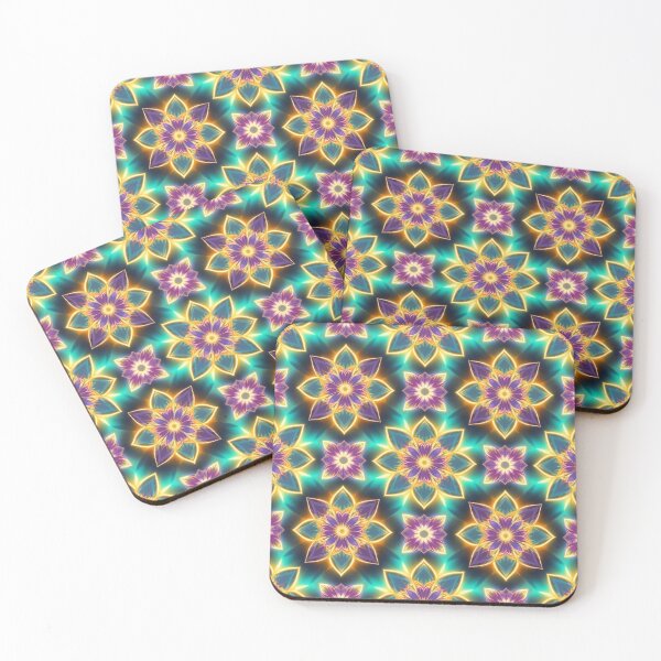 Item preview, Neon Floral Pattern with Vibrant Symmetry designed and sold by RebelPaintBrush.