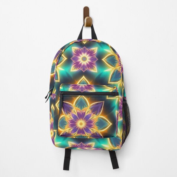 Item preview, Neon Floral Pattern with Vibrant Symmetry designed and sold by RebelPaintBrush.