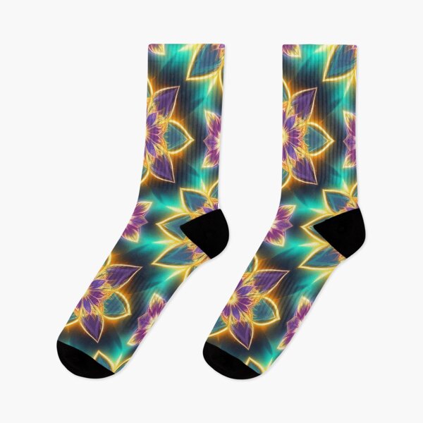 Item preview, Neon Floral Pattern with Vibrant Symmetry designed and sold by RebelPaintBrush.