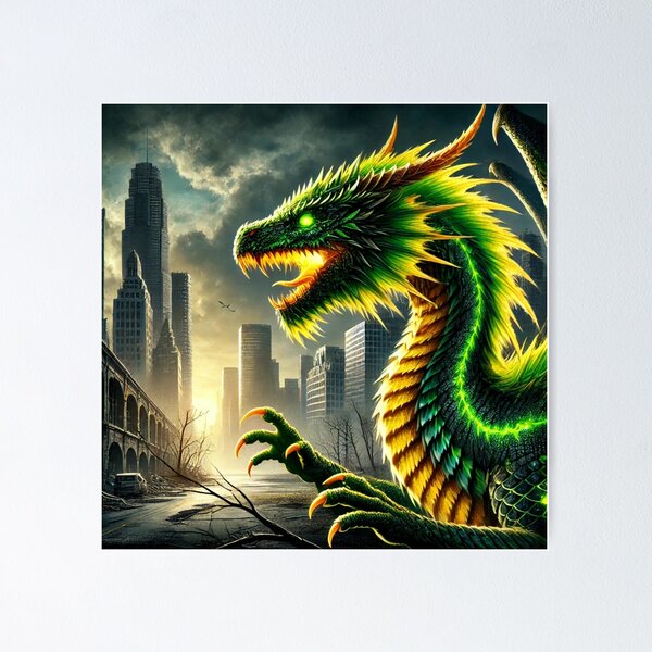 Item preview, Radiant Green Dragon in a Post-Apocalyptic City designed and sold by LUCYS-WORKSHOP.