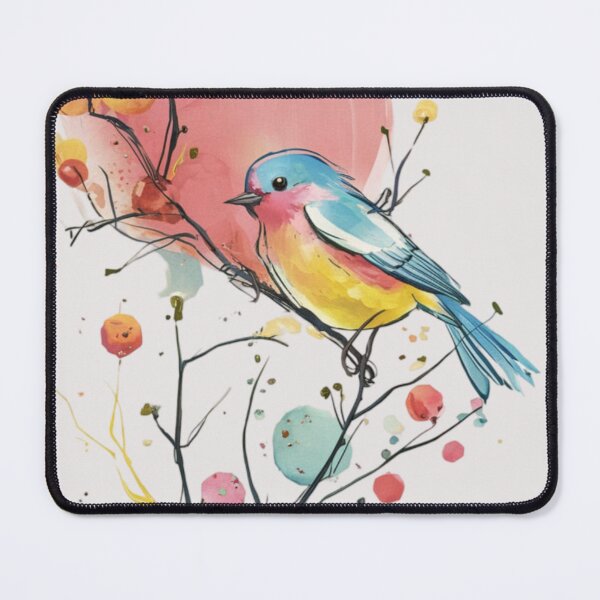 Item preview, A vibrant and whimsical illustration of a bird perched on a branch designed and sold by 123ks.