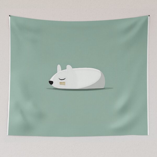 Item preview, Sleeping White Rodent Minimalist Illustration designed and sold by GoldenTealArts.