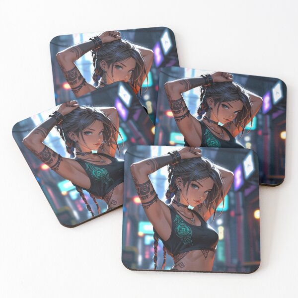 Item preview,  Cool Anime Manga Cyber Punk Girl with tattoos and Neon Lights designed and sold by Vintage Designs +.