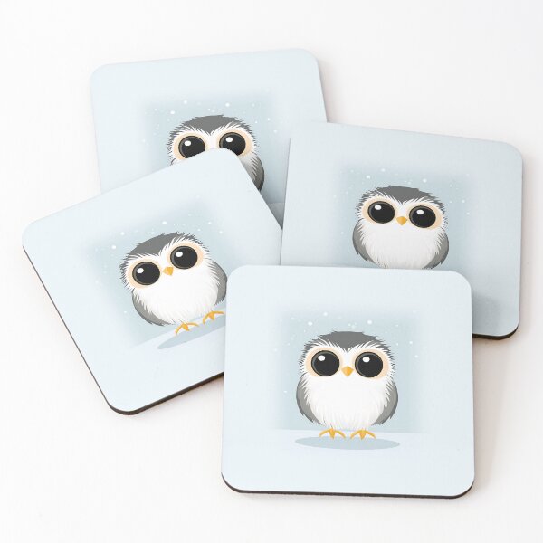 Item preview, Baby Owl Cartoon Illustration with Winter Theme designed and sold by GoldenTealArts.